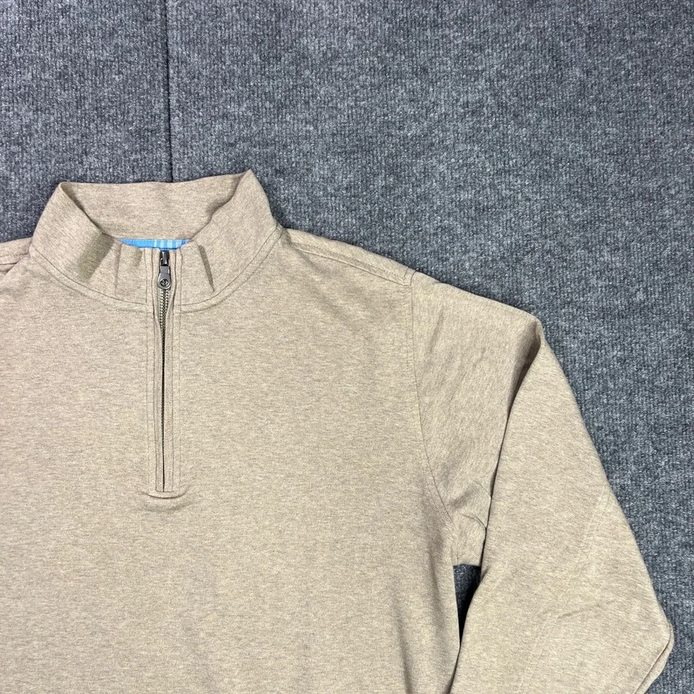 Mountain Khakis Men's Medium‎ Tan Heathered Cotton Quarter Zip Pullover Sweater